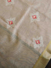 Banarasee Cotton Silk Saree With Embroidered Buta & Zari Border-Peach