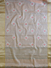 Banarasee Cotton Silk Saree With Embroidered Buta & Zari Border-Peach
