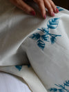 Banarasee Hand-Block Printed Chanderi Salwar Kameez Dupatta Fabric-White