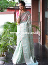 Banarasee Organza Mix Saree With Silver Zari-Blue