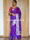Banarasee Semi-Chiffon Saree With Silver Buti Design & Floral Meena Border-Violet