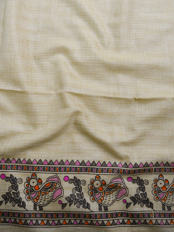 Pure Handloom Khadi Cotton Madhubani Print Salwar Kameez Dupatta Set-Beige