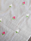 Banarasee Kota Doria Hand-Embroidered Salwar Kameez Dupatta Set-White