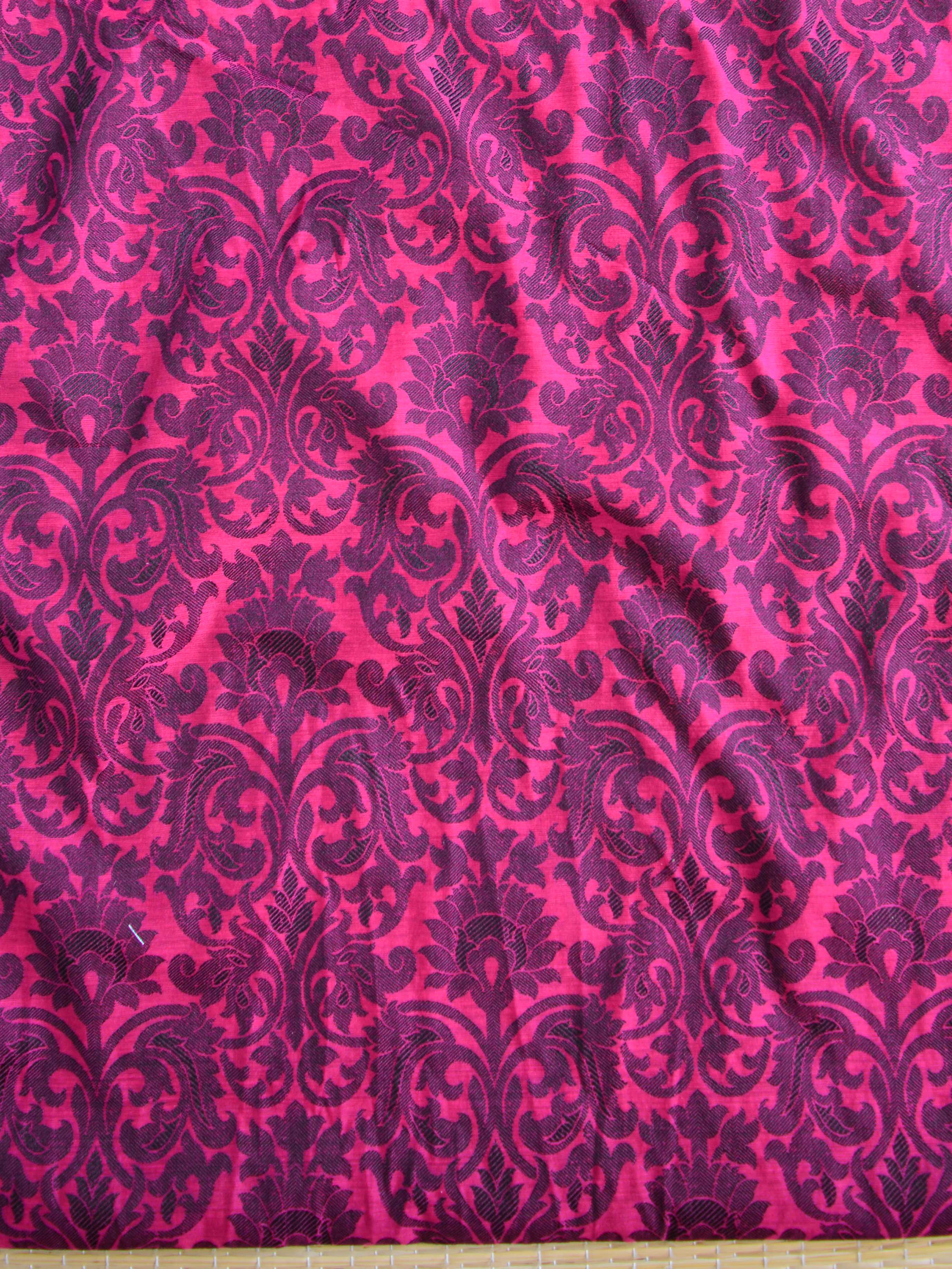 Banarasee Cotton Silk Salwar Kameez Ghichha Leaf Buti Fabric & Dupatta-Pink & Black