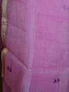 Banarasee Kota Doria Hand-Embroidered Salwar Kameez Dupatta Set-Pink