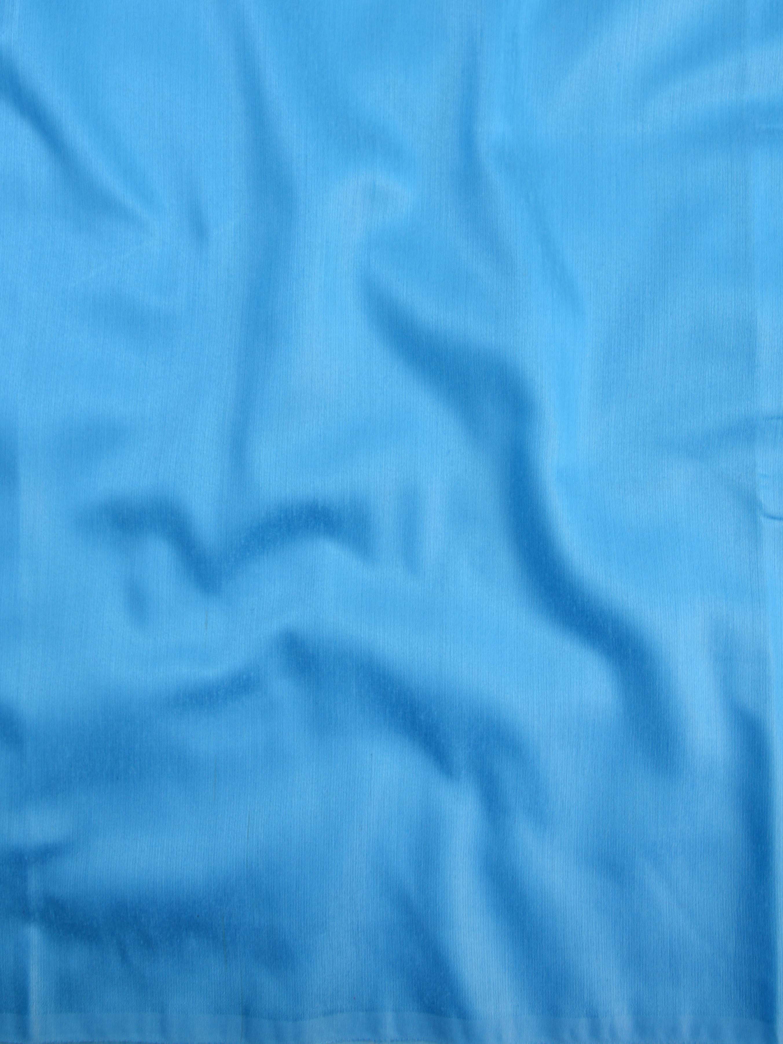 Banarasee Cotton Silk Salwar Kameez Fabric With Zari & Resham Work-Blue