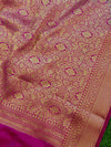 Banarasee Handwoven Semi Silk Saree With Zari Buta Design & Floral Border-Royal Blue