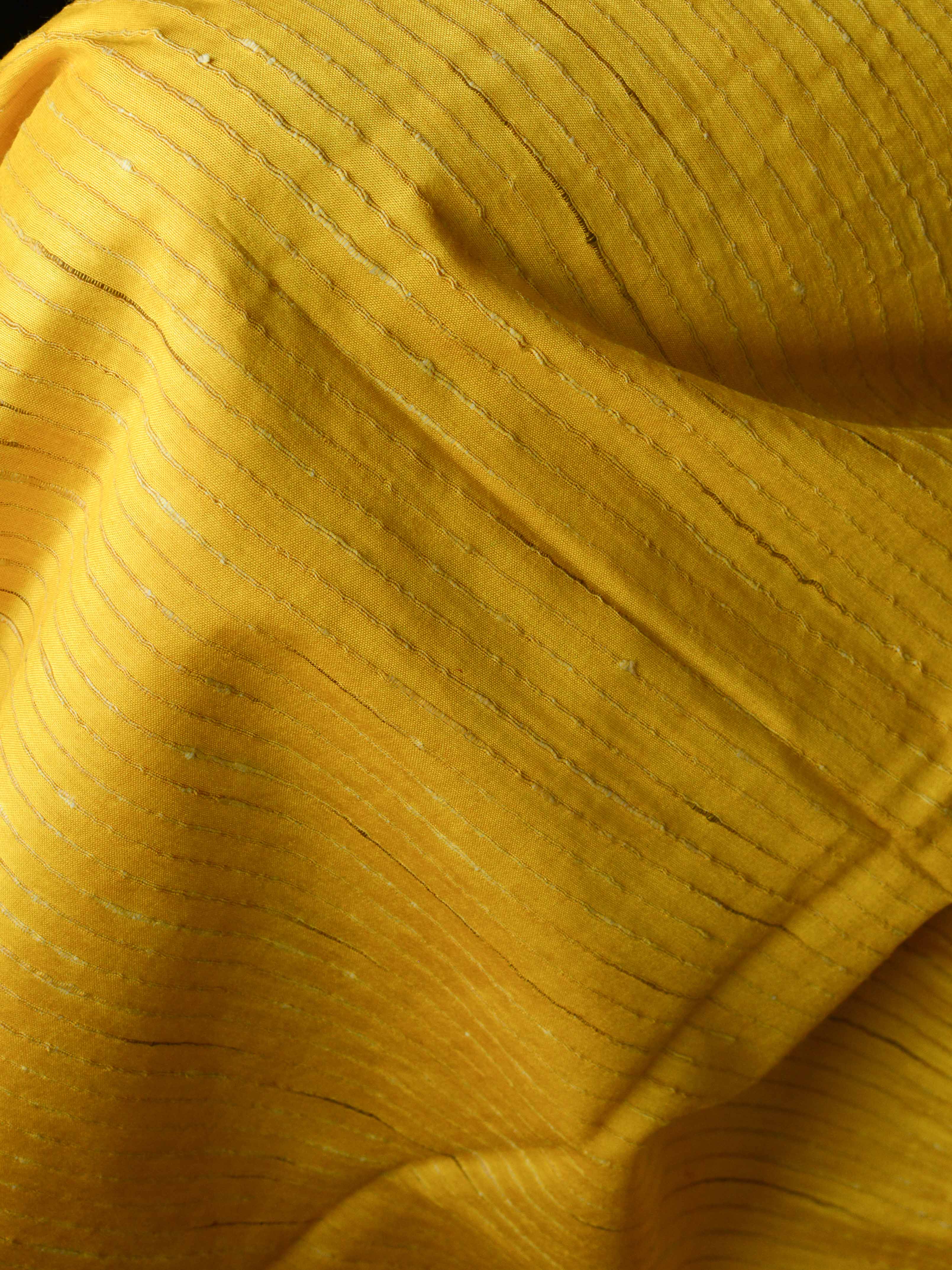 Bhagalpuri Silk Cotton Suit Set With Ghichha Jaal Kameez & Shibori Dupatta-Black & Yellow