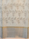 Banarasee Linen Cotton Digital Print Silver Zari Saree-Pastel Blue