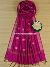 Banarasee Handloom Pure Silk Zari Woven Buti Design Dupatta-Wine