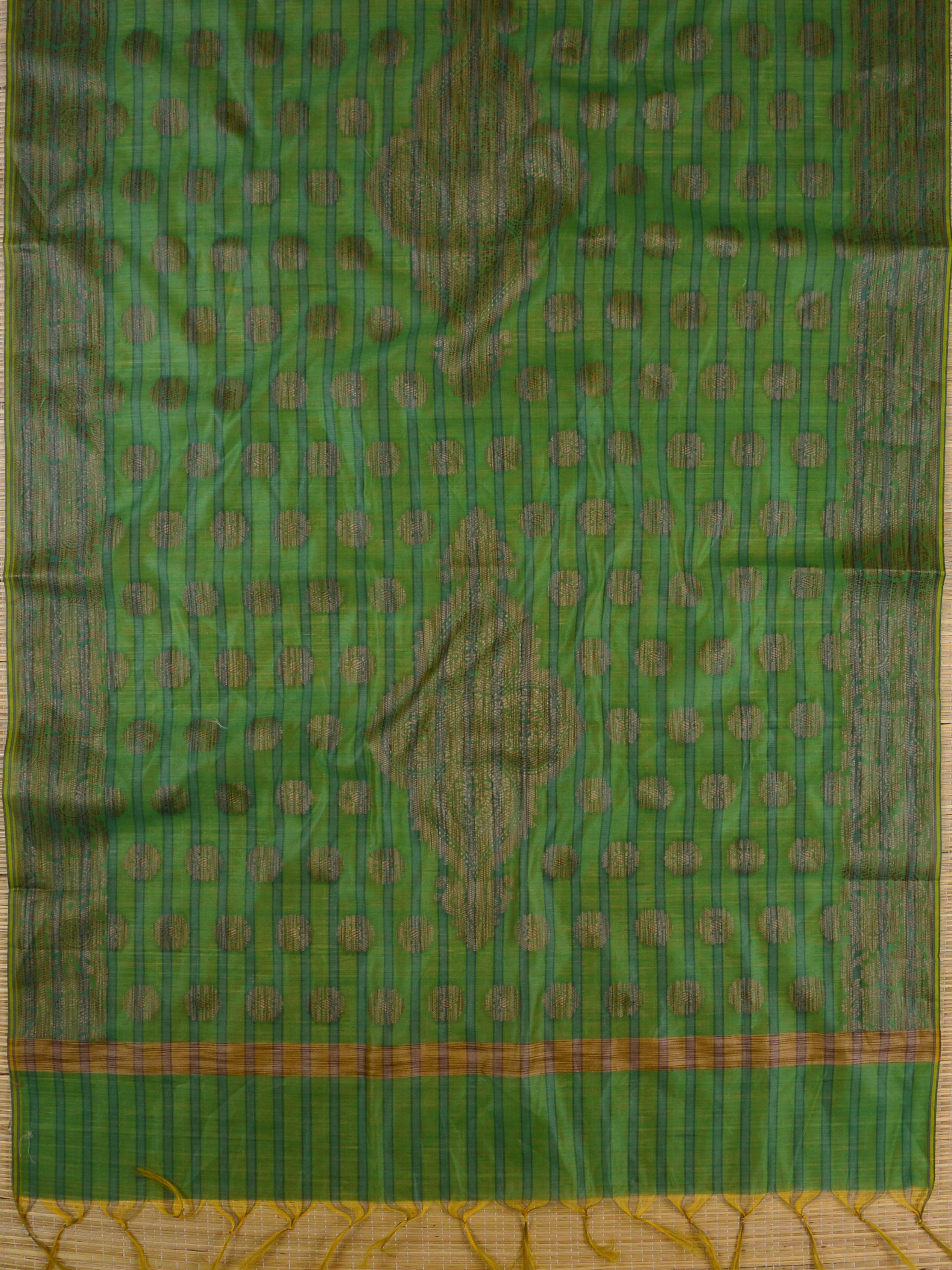 Banarasee Cotton Mix Ghichha Work Salwar Kameez Fabric With Dupatta-Green