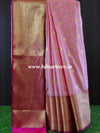 Banarasee Handwoven Semi Silk Saree With Zari Buta Design & Floral Border-Pastel Pink