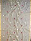 Banarasee Kota Doria Hand-Embroidered Salwar Kameez Dupatta Set-Yellow