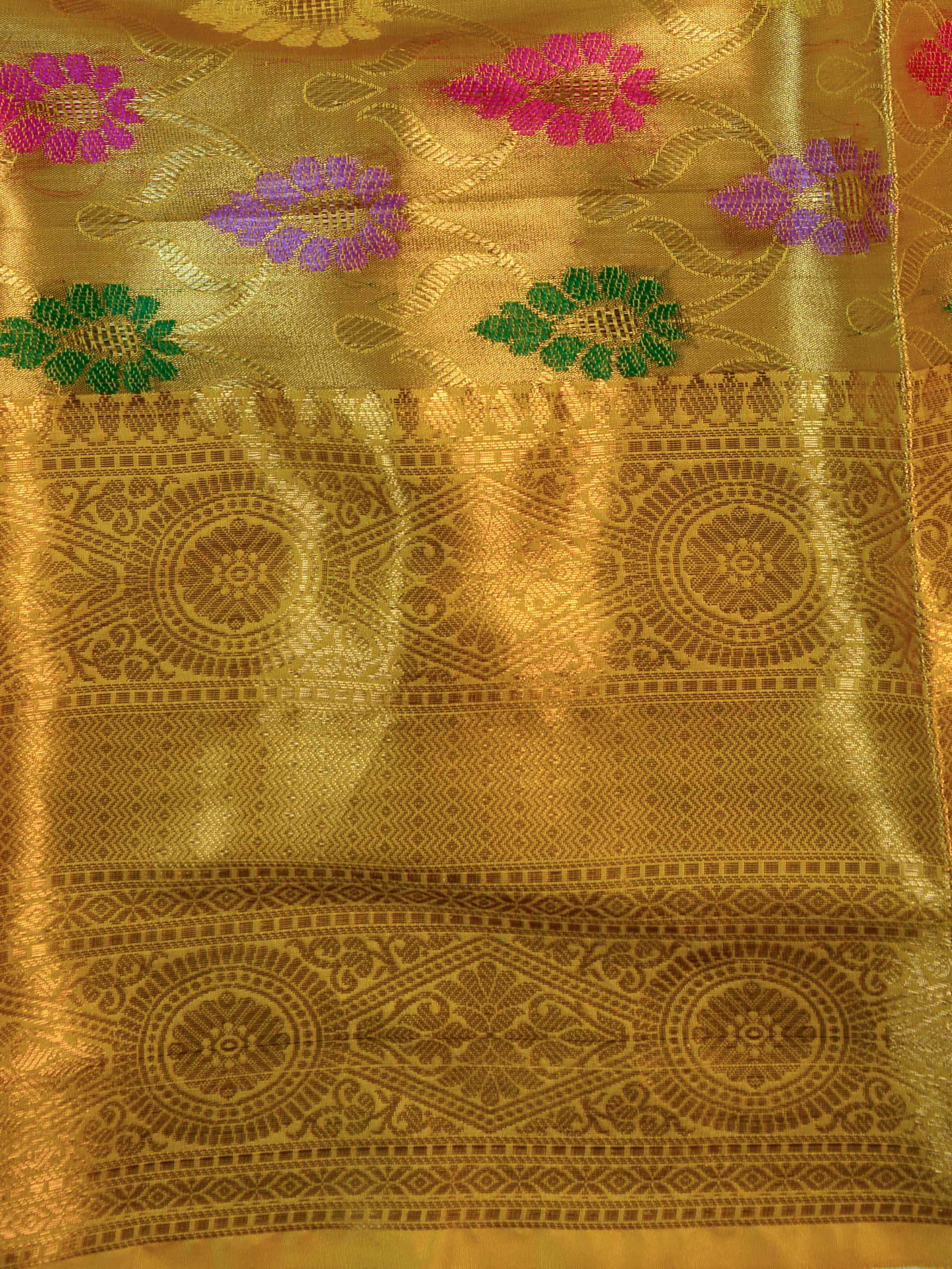 Banarasee Handwoven Semi Silk Saree With Jaal & Zari Border Design-Purple