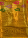 Banarasee Handwoven Semi Silk Saree With Jaal & Zari Border Design-Green