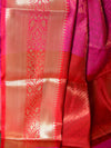 Banarasee Handwoven Semi Silk Saree With Copper Zari Jaal & Border-Pink