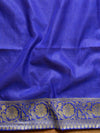 Banarasee Handwoven Semi-Chiffon Saree With Buti Design & Broad Floral Border-Blue