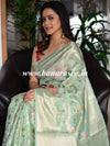 Banarasee Faux Georgette Saree With Zari Jaal Work & Floral Border-Pastel Green