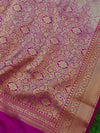 Banarasee Handwoven Semi Silk Saree With Zari Buta Design & Floral Border-Pastel Pink