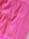 Banarasee Handwoven Semi Silk Saree With Copper Zari Buti Design-Pink