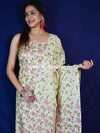 Handloom Block Printed Khadi Cotton Salwar Kameez Dupatta Set-Beige