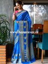 Banarasee Handwoven Semi-Chiffon Saree With Floral Border & Buti-Blue