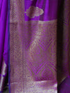 Banarasee Handwoven Pure Silk Cotton Saree With Antique Zari Buti & Border-Purple