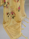 Banarasee Handloom Chanderi Cotton Salwar Kameez With Digital Print Dupatta-Yellow