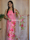 Banarasee Semi Silk Salwar Kameez Fabric With Hand-Painted Organza Dupatta-Pink
