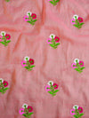 Banarasee Kota Doria Hand-Embroidered Salwar Kameez Dupatta Set-Pink