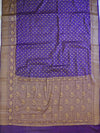 Banarasee Chiffon Floral Zari Buti & Border Saree-Deep Blue