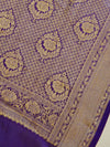 Banarasee Chiffon Floral Zari Buti & Border Saree-Deep Blue