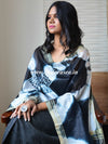 Bhagalpuri Silk Cotton Suit Set With Ghichha Jaal Kameez & Shibori Dupatta-Black