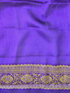 Banarasee Chiffon Floral Zari Buti & Border Saree-Deep Blue