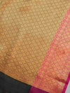 Banarasee Chanderi Cotton Saree With Buta Design & Broad Satin Border-Black & Pink