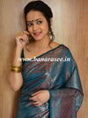 Kanjivaram Handwoven Semi Silk Saree With Jaal & Zari Border Design-Cobalt Blue