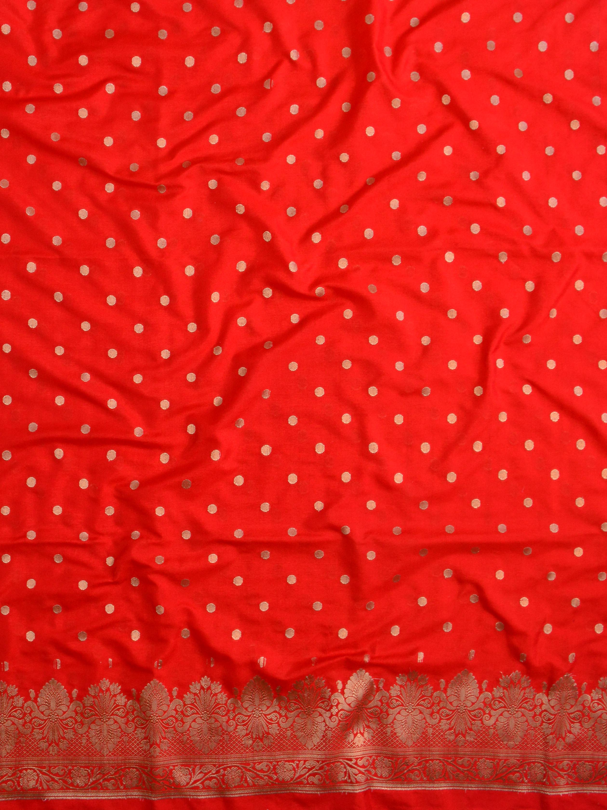 Banarasee Semi Katan Salwar Kameez Dupatta Set With Sona Rupa Zari Work-Red