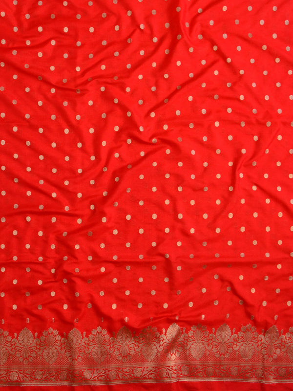 Banarasee Semi Katan Salwar Kameez Dupatta Set With Sona Rupa Zari Work-Red