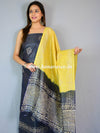 Handloom Khadi Cotton Hand-Dyed Batik Pattern Salwar Kameez Dupatta Set-Blue & Yellow