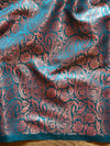 Kanjivaram Handwoven Semi Silk Saree With Jaal & Zari Border Design-Cobalt Blue
