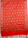 Banarasee Semi Katan Salwar Kameez Dupatta Set With Sona Rupa Zari Work-Red