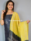 Handloom Khadi Cotton Hand-Dyed Batik Pattern Salwar Kameez Dupatta Set-Blue & Yellow