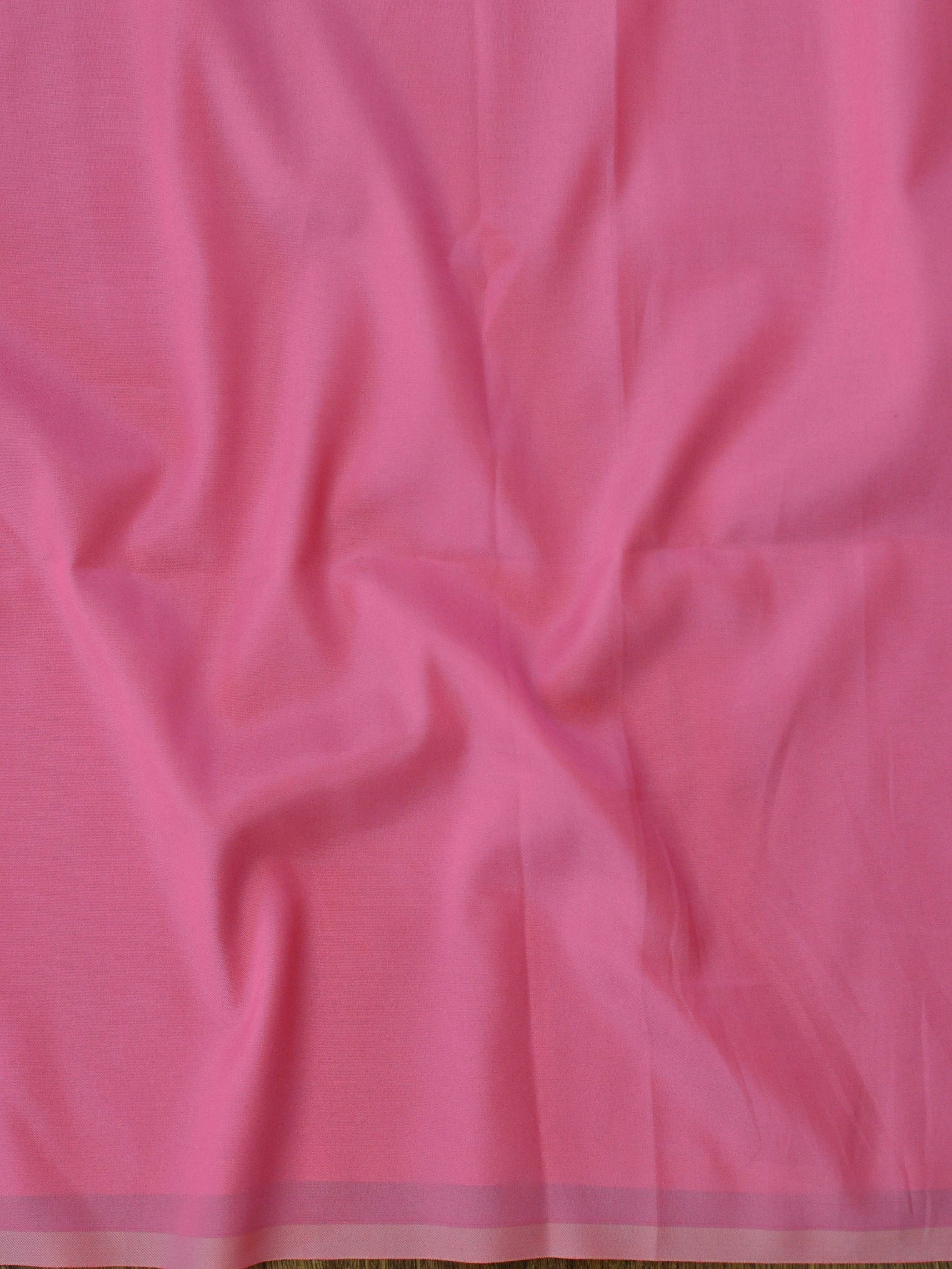 Banarasee Semi Silk Salwar Kameez Fabric With Hand-Painted Organza Dupatta-Pink