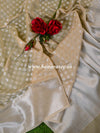 Banarasee Cotton Silk Saree With Zari Buti & Border-Beige