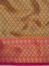 Banarasee Chanderi Cotton Saree With Buta Design & Broad Satin Border-Green
