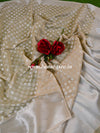 Banarasee Cotton Silk Saree With Zari Buti & Border-Beige