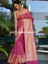 Banarasee Handwoven Semi-Chiffon Saree With Buti Design & Broad Floral Border-Onion Pink