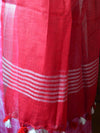 Bhagalpuri Silk Cotton Suit Set With Shibori Dye Design-Green & Red