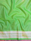 Banarasee Handwoven Semi-Chiffon Saree With Silver Zari Work-Green