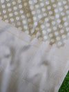 Banarasee Cotton Silk Saree With Zari Buti & Border-Beige